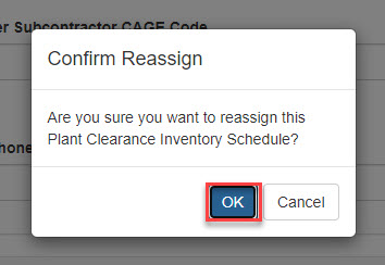 This image displays a Reassign screen where the PLCO user may Reassign to another PLCO user.