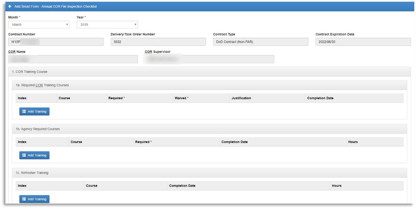 SPM Training Annual COR File Inspection Checklist PIEE